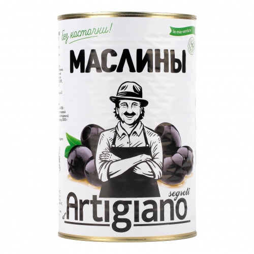 Маслины artigiano без косточки ж/б 0.300 мл.