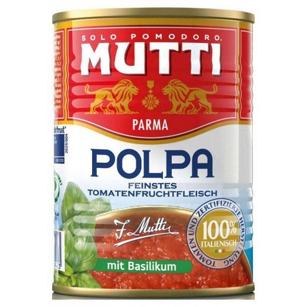 Томаты кубиками с базиликом Mutti 400 г 